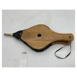 WOOD AND LEATHER FIREPLACE BELLOW, BRASS NOZZLE