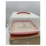 LOCK & LOCK PLASTIC FOOD CARRIER W/ RED HANDLE,