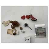VINTAGE WOODEN & CERAMIC FIGURINES, WATERMELON,