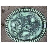 CAST METAL DECORATIVE PLATE, VERDIGRIS FINISH,
