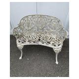 ORNATE CAST IRON GARDEN BENCH, SCROLLWORK,