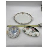 LIMOGES PORCELAIN ASSORTED SERVING DISHES, GILT
