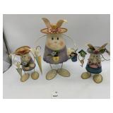 METAL BUNNY FIGURINES, SPRING THEMED, HAND