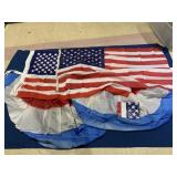 AMERICAN FLAGS, PATRIOTIC BUNTING, RED WHITE