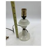 OPAQUE WHITE GLASS TABLE LAMP BASE, FLUTED