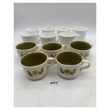 CORNING WARE MICROWAVE CUPS, WHITE AND FLORAL