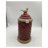 CERAMIC PIERCED DECORATIVE LANTERN W/ BIRD