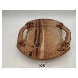 FERRIE STUDIO POTTERY HANDLED PLATTER, PIERCED