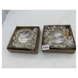 GOLD-TONE METAL DECORATIVE CANDLE RINGS, CLEAR