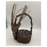 RUSTIC WOVEN BRANCH BASKET, NATURAL TWIG