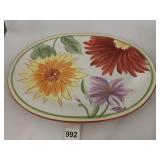 DANSK OVAL PLATTER, HANDPAINTED FLORAL DESIGN,