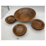 SOLID AMERICAN WALNUT SALAD BOWL SET W/ LARGE