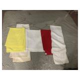 ASSORTED TABLE LINENS, DAMASK PATTERN, SOLID