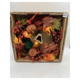 LIGHTED FALL WREATH W/ FAUX LEAVES, BERRY