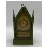 GREEN PAINTED WOOD WALL CLOCK, ROMAN NUMERAL