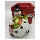 HOLIDAY SNOWMAN LUMINARY W/ STAR CUTOUTS,