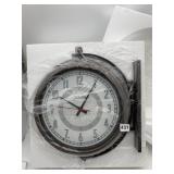 BULOVA DOUBLE-SIDED WALL CLOCK, BROWN METAL,