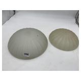 FROSTED GLASS DOME LIGHT SHADES, RIBBED PATTERN.