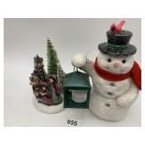 HALLMARK SNOWMAN FIGURE W/ LED LANTERN, GLITTER