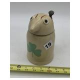WEBCO PIG HEAD LIDDED CERAMIC STEIN, SHAMROCK