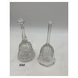 CRYSTAL HANDBELLS, CUT CRYSTAL, ETCHED HORSE