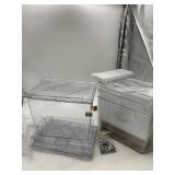 CLEAR PLASTIC STACKABLE STORAGE DRAWERS, METAL