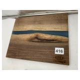 CH DESIGNS WALNUT SERVING BOARD W/ BLUE RESIN