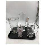 ASSORTED CLEAR GLASSWARE, INCL ART GLASS FLORAL