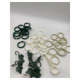 ASSORTED PLASTIC CURTAIN RINGS, IVORY, WHITE,