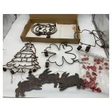 RUSTIC METAL HOLIDAY HANGERS W/ BELLS, ASSORTED