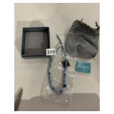 JAY KING BEADED NECKLACE, BLUE STONE VARIETY.