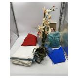 FAUX ORCHID PLANT, BRASS-TONE DRAGON URN,