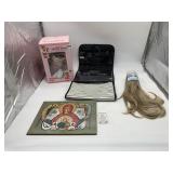 SCUNCI 18IN FAUX HAIR, WOODEN RELIGIOUS ICON,