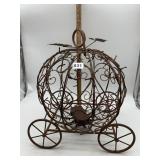 METAL WIRE LIGHTED PUMPKIN CARRIAGE DECOR.