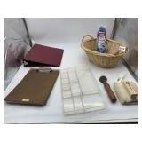 WICKER BASKET, HOBBY LOBBY POLY ROPE, RED BINDER,