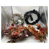 ASSORTED DECORATIVE WREATHS, INCL BLACK ROSE