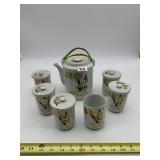 GREAT CHINA PORCELAIN TEA SET, BAMBOO MOTIF,