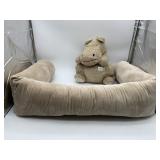 PLUSH HIPPOPOTAMUS, BEIGE U-SHAPED BODY PILLOW.