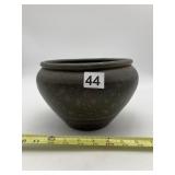 VINTAGE INDIAN BRASS PLANTER, ETCHED FLORAL