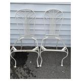 WROUGHT IRON PATIO CHAIRS, WHITE PAINTED FINISH,