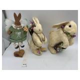 RAFIA BUNNY FIGURINES, WOODEN BUNNY ANGEL, EASTER