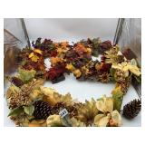 AUTUMN DECORATIVE WREATH, W/ LIGHTED GARLAND, &