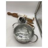 T COMPANY WOOD CRACKER BOARD W/ TOWEL, STAINLESS