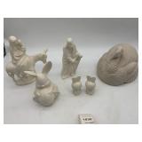 CERAMIC BISQUE NATIVITY FIGURES, ROBED FIGURE,