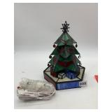 TIFFANY CHRISTMAS TREE LAMP, STAINED GLASS