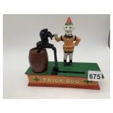 CAST IRON MECHANICAL BANK, TRICK DOG DESIGN,