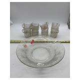 ROYAL GLASS PRESSED PUNCH BOWL SET, STARBURST