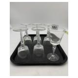 CLEAR GLASS DESSERT GOBLETS, TWISTED STEMS.