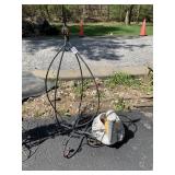 WROUGHT IRON PLANT STAND, SCROLLWORK BASE,