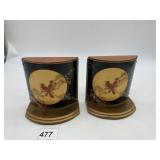 VTG BLACK & GOLD PAINTED BOOKENDS, ASIAN BIRD
